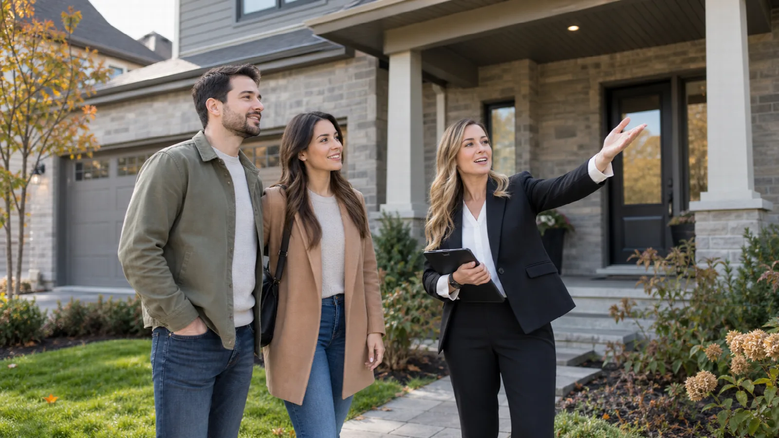 Home buyers viewing a suburban home in Ontario